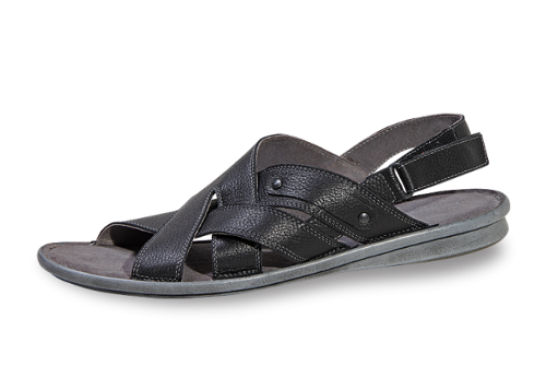 Black men's sandals with a strap