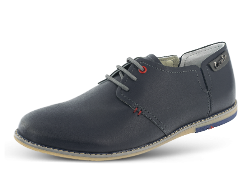 Men's loafers in dark blue nappa with decorative stitches