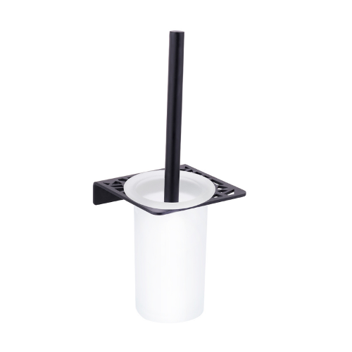 Zeus Black Wc Brush & Glass Holder