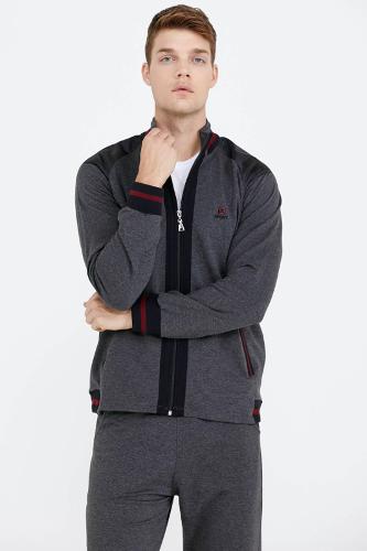 Straight collar men tracksuit set - anthracite