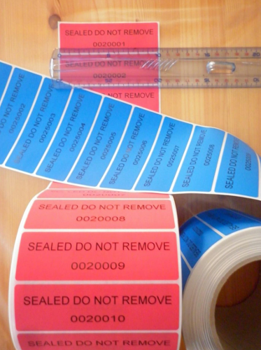 Security stickers, labels or tape