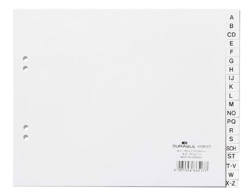 Index A4 20 part. A-Z printed tabs partial cover PP white