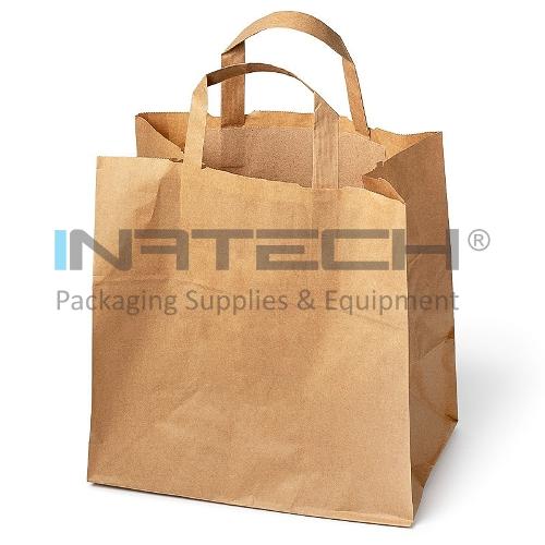 Paper Bags With Flat Handle, Natural Kraft Paper 70g/m2