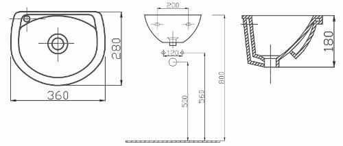 Proje Oval Lavabo 28 36 Olculer