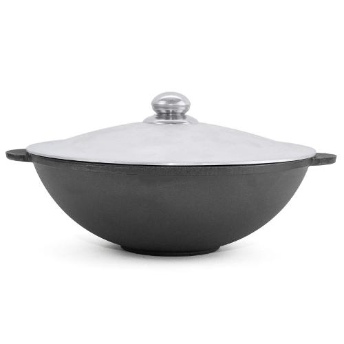 Cast iron WOK pan with aluminum lid 3,7 l