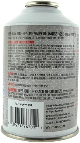 Supertech R-134a Refrigerant Automotive use in a 12oz Self-Sealing Container