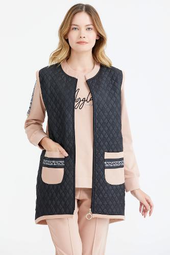 Quilted vest triple tracksuit set - powder