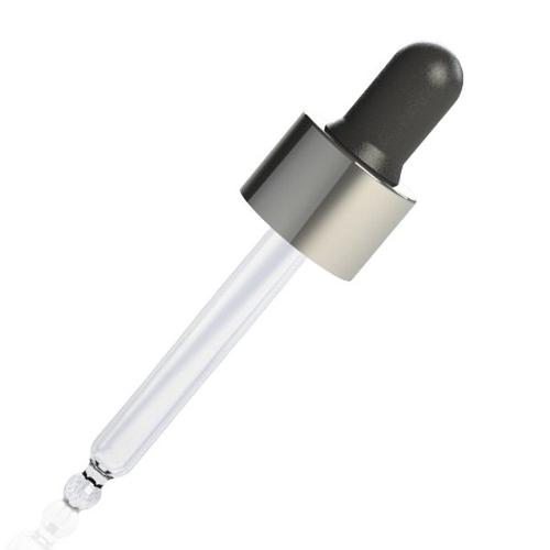 ALU Silver Night Assembled Dropper – 20 ml, Black Teat