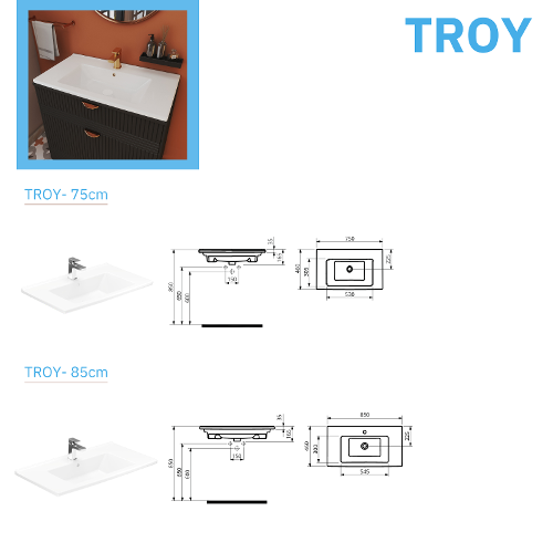 Troy 75-85 Washbasin