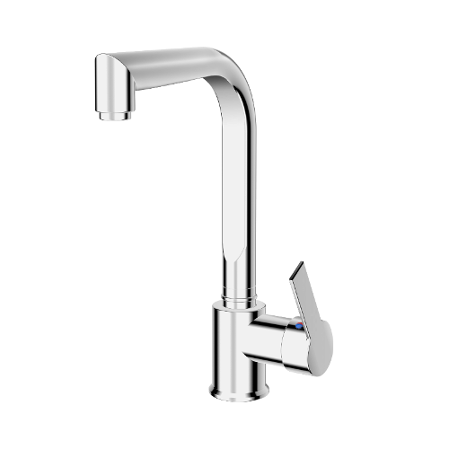 Single-lever basin mixer with movable spout