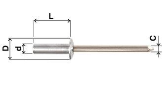 Closed-end Dome Head Rivets - Aluminium / Stainless Steel
