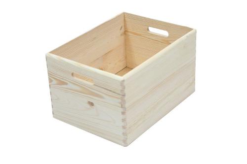 Open box made of pine wood.