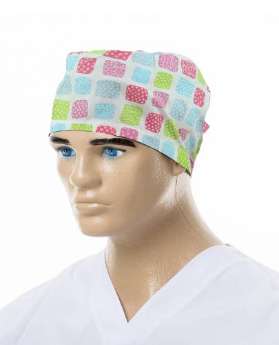 Unisex White Medical Cap, Square Print