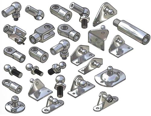 Connection parts for gas springs