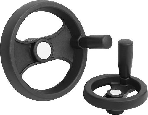 Handwheels 2-spoke plastic with revolving grip