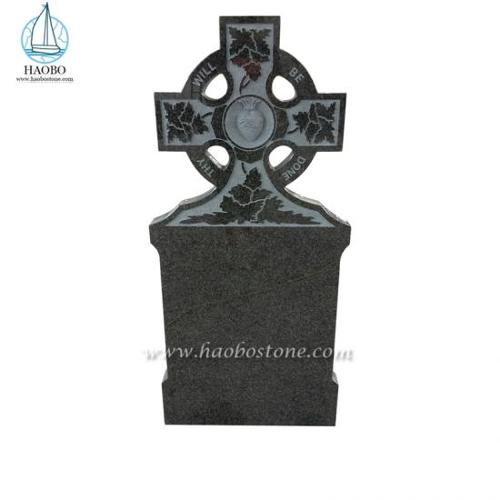 Natural India Black Granite Tombstone Cross Cremation Headstone Memorial