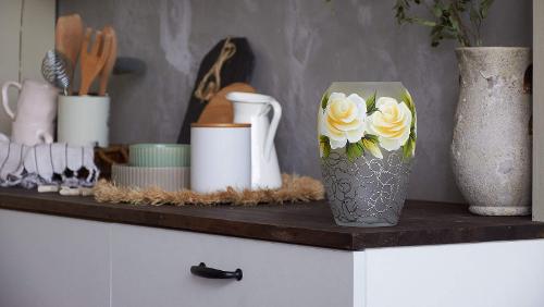 Handpainted Glass Vase for Flowers | Painted Art Glass Oval Vase | Gift for her