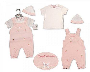 Baby Girls Dungaree Set with Hat - Sweet Cherries 