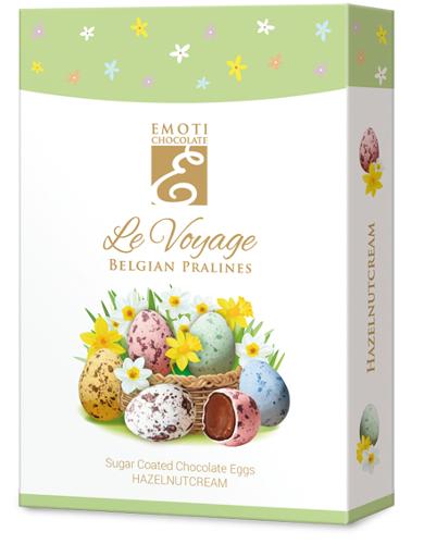 EMOTI Chocolate Eggs Sugar Coated with hazelnut filling, 125