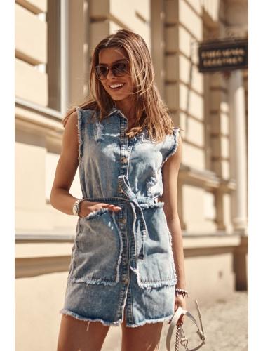 Buttoned denim dress 19262