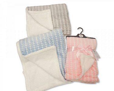 Baby Blanket/ Wrap with Zig-Zag Print and Sherpa Back - Doub