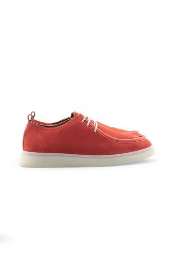 Orange Color Suede Leather Women's Sisley Shoes