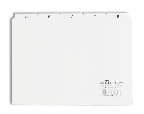 Guide index cards A5 division 5/5 A-Z printed tabs PP