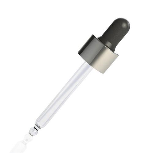 ALU Silver Night Assembled Dropper – 30 ml, Black Teat