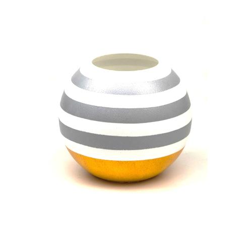 Handpainted Glass Vase for Flowers | Painted Art Glass Round Yellow Vase