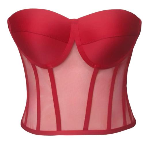 Red Transparent Tie-Up Corset Bustier