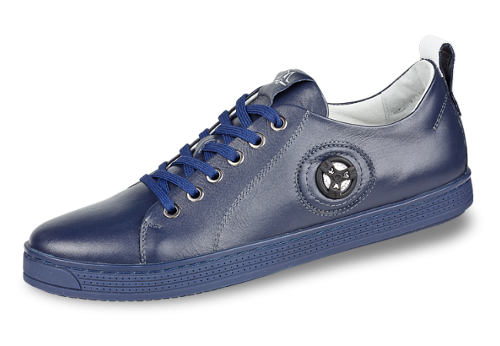 Men's sports shoes in dark blue color with decoration...