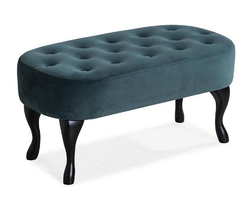 Bench Olinda capitonned in bluegreen, 84x42x38 cm