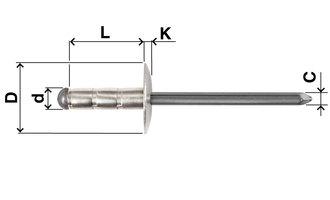 Multigrip Rivets Multifar Large Head - Aluminium / Steel