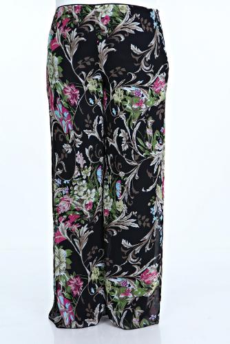 Large Size Bush Patterned Chiffon Trousers