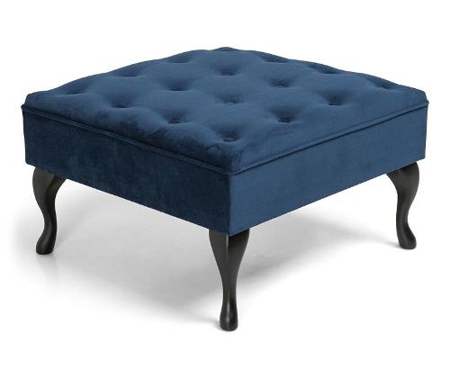 Footstool Megan in petroblue, 70x70x44 cm