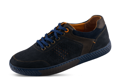 Men's sneakers with blue shoelaces