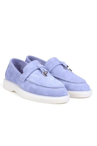 Blue Suede Comfort Loafer Women's Shoes