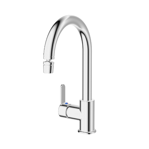 Single-lever sink mixer with movable spout