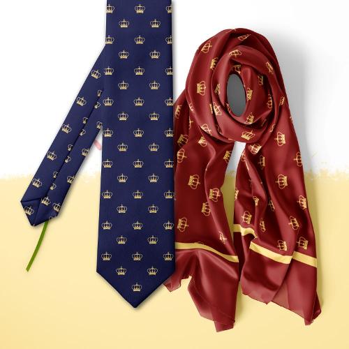 Custom 100% silk tie set and neck scarf