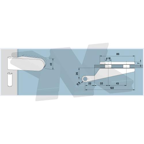 Hinge oblong, round, 2-part