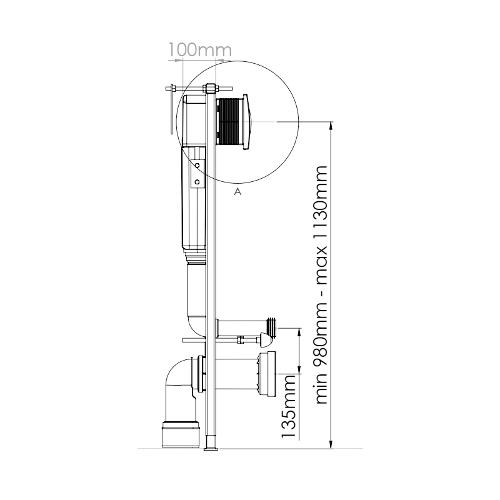 In-wall concealed cistern for drywall with metal frame | 11-0023p