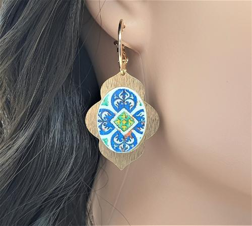 BELLA - MOROCCAN GOLD ARABESQUE HOOPS - ITALIAN TILES