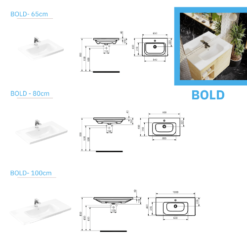 Bold 65-80-100 Washbasin