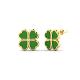 Emerald Clover Stud Earrings with Diamond Center (BAMINA JEWELLERY)